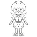 Coloring Page Outline Of cartoon lovely prince. Beautiful young king. Fairy tale hero or character. Coloring Book for kids