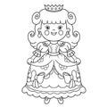 Coloring Page Outline Of cartoon lovely princess. Beautiful young queen. Cinderella. Fairy tale hero or character. Coloring Book