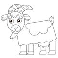Coloring Page Outline of cartoon nanny goat. Farm animals. Coloring book for kids Royalty Free Stock Photo