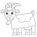 Coloring Page Outline of cartoon nanny goat. Farm animals. Coloring book for kids