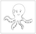 Coloring Page Outline Of Cartoon Octopus. Coloring book for kids. Vector image for pirate party for children