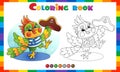 Coloring Page Outline Of cartoon parrot sailor. Vector image for pirate party for children. Coloring Book for kids