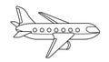 Coloring page outline of cartoon passenger airplane. Vector image on white background. Coloring book of transport for kids