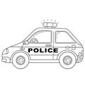 Coloring Page Outline Of cartoon police car. Police. Images transport or vehicle for children. Vector. Coloring book for kids