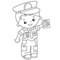 Coloring Page Outline Of cartoon policeman. Profession - police. Coloring book for kids