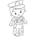 Coloring Page Outline Of cartoon policeman. Profession - police. Coloring book for kids