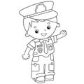 Coloring Page Outline Of cartoon policeman. Profession - police. Coloring book for kids