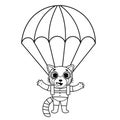 Coloring page outline of cartoon red panda with parachut. Vector image on white background. Coloring book of transport for kids Royalty Free Stock Photo