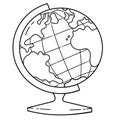 Coloring Page Outline of cartoon school globe. Geography and travel. Coloring book for kids