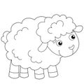 Coloring Page Outline of cartoon sheep or lamb. Farm animals. Coloring book for kids Royalty Free Stock Photo