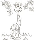 Coloring page outline of cartoon smiling cute giraffe. Colorful vector illustration, summer coloring book for kids