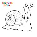 Coloring page outline of cartoon smiling cute snail. Colorful vector illustration, coloring book for kids Royalty Free Stock Photo
