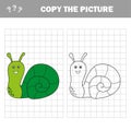 Coloring page outline of cartoon snail. Vector illustration, coloring book Royalty Free Stock Photo