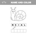 Coloring page outline of cartoon snail. Vector illustration, coloring book Royalty Free Stock Photo