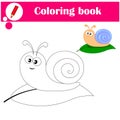 Coloring page outline of cartoon snail. Vector illustration, coloring book for kids Royalty Free Stock Photo