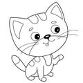 Coloring Page Outline of cartoon striped cat. Pets. Coloring book for kids