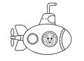 Coloring page outline of cartoon submarine with animal. Vector image on white background. Coloring book of transport for kids