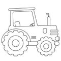 Coloring Page Outline of cartoon tractor. Transport. Coloring book for kids