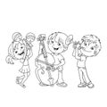 Coloring Page Outline Of children playing musical instruments.