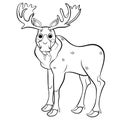 Coloring page outline of cute cartoon moose. Vector image isolated on white background. Coloring book of forest wild animals for