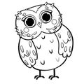 Coloring page outline of cute cartoon owl. Vector image isolated on white background. Coloring book of forest wild animals and Royalty Free Stock Photo