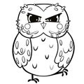 Coloring page outline of cute cartoon owl. Vector image isolated on white background. Coloring book of forest wild animals and Royalty Free Stock Photo