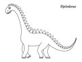 Coloring page outline Diplodocus dinosaur. Vector illustration Royalty Free Stock Photo