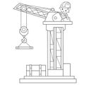 Coloring Page Outline Of elevating crane. Construction vehicles. Coloring book for kids