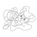 Coloring Page Outline Of a fluffy kitten playing with ball of ya