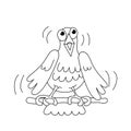 Coloring page outline of funny singing bird