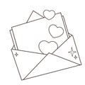 Coloring Page Outline Of greeting letter with hearts. Valentine`s day. Birthday. Coloring book for kids