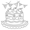 Coloring Page Outline Of holiday cake. Food and sweetness. Coloring book for kids Royalty Free Stock Photo