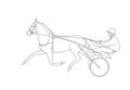 Coloring page outline of jockey and trotter, move forward at a wide trot