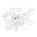 Coloring Page Outline Of joyful parrot sailor on the island