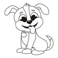 Coloring page outline sitting smiling cute dog in cartoon style. Colorful vector illustration, summer coloring book for Royalty Free Stock Photo