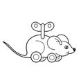 Coloring Page Outline Of toy clockwork mouse. Coloring book for kids