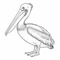 Coloring Page: Pelican Outline For Children\'s Coloring Book Royalty Free Stock Photo