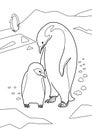 coloring page with penguins