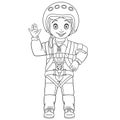 Coloring page with pilot and skydiver