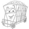 Coloring page with railway carriage