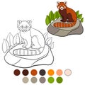 Coloring page: red panda. Little cute red panda smiles Royalty Free Stock Photo