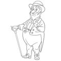 Coloring page with retro gentleman Royalty Free Stock Photo