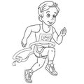 Coloring page with runner run marathon winner Royalty Free Stock Photo