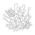 Coloring page with rystals and algae plants. Underwater world sea ocean river . Hand-drawn Doodle composition Royalty Free Stock Photo