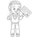 Coloring page with schoolboy with best exam result