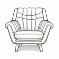 Stylish Black And White Vintage Comic Style Leather Chair Illustration