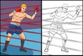 Boxing Coloring Page Colored Illustration