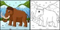 Mammoth Animal Coloring Page Colored Illustration