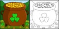St. Patricks Day Pot Gold Coloring Page Vector Royalty Free Stock Photo