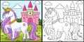 Unicorn Princess Coloring Page Colored Royalty Free Stock Photo